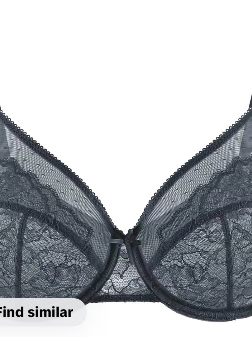 Sheer Lace Underwire Bra in Charcoal HSIA 38C